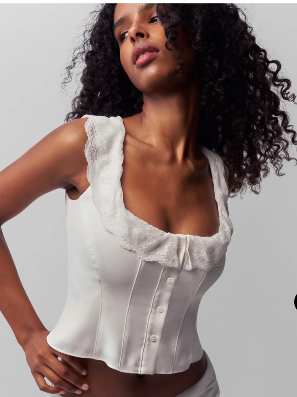 Danielle Guizio White Lace Paloma Top
